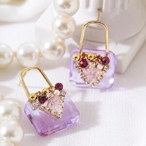 Natural Amethyst purse 👜 Earrings